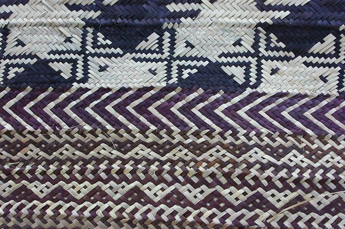 Close-up of a geometric handwoven Swahili mat pattern